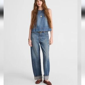 NWT Madewell Petite Pieced Barrel Leg Full Length Jean P26